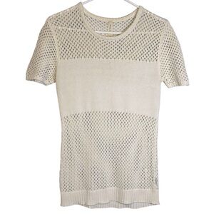 RVCA Open Knit Fishnet Crochet Sweater Coastal Festival Boho Mesh Fisherman M